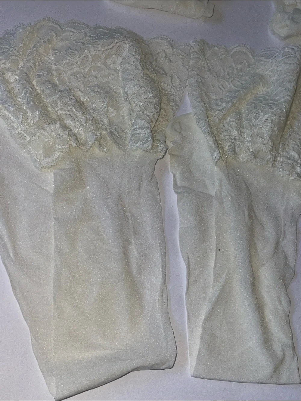 NWOT 3 Pair Cream Off White Lace Top Thigh Hi Stockings
